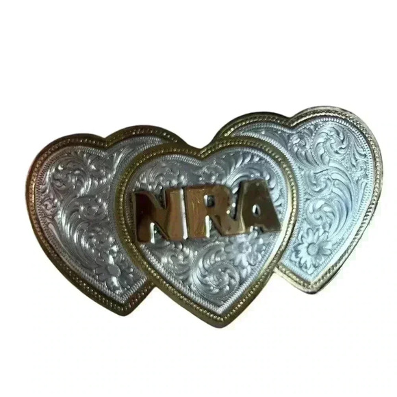 Montana Silversmiths NRA Women’s Triple Heart Buckle New In Box - Picture 1 of 6
